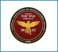 Awarded Nation's Top one percent 2022 by National Association of distinguished counsel